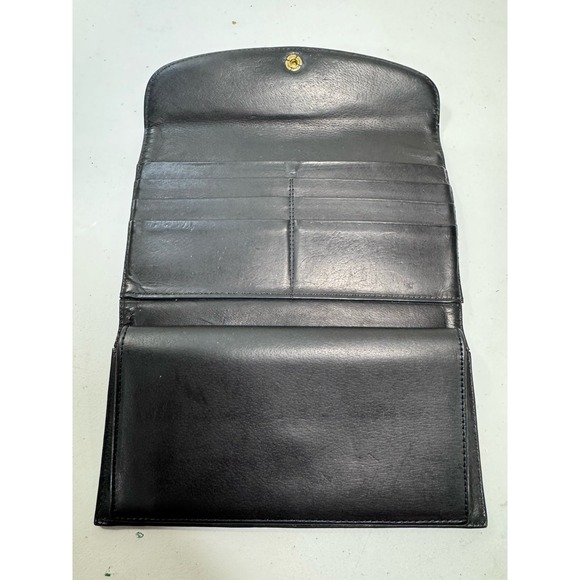 VTG Coach Wallet Black Leather Long Slim Card Organizer Checkbook Insert - Picture 3 of 16